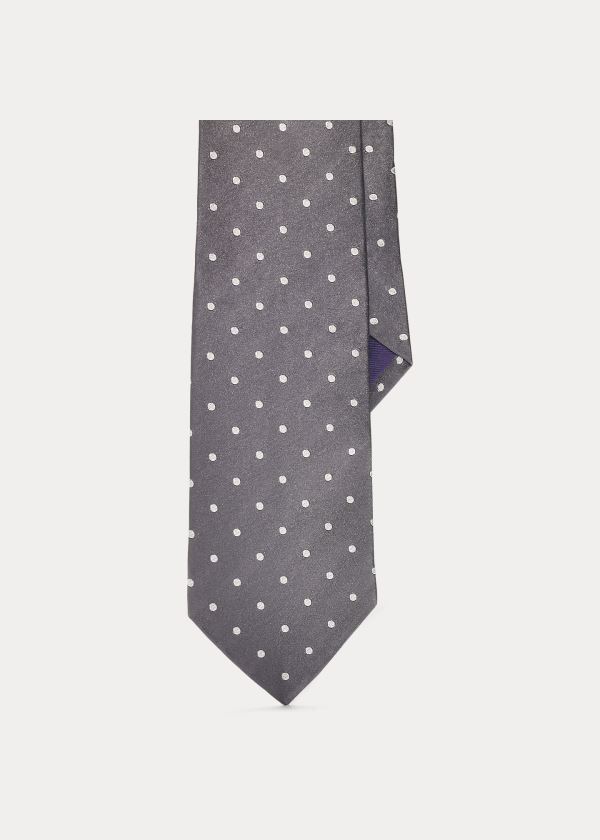 Corbatas Ralph Lauren Hombre Grises Oscuro - Polka-Dot Silk Satin - UGJDP3247